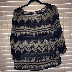 blue and creme sheer top